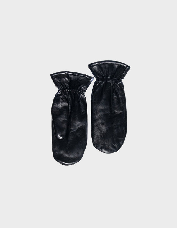 Unisex Leather Mittens | Black